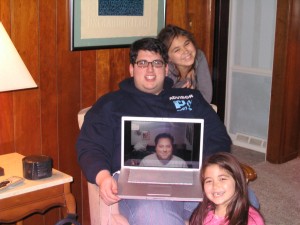 A modern family reunion - three cousins in Indianapolis and the fourth via Skype in Minneapolis